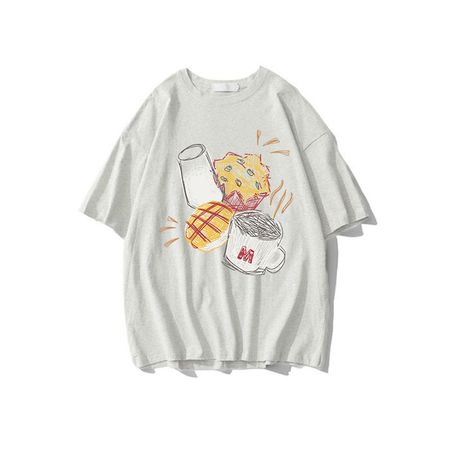 Women's Cotton Short-Sleeved T-Shirt With Retro Print Round Neck And Half Sleeves